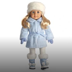 American Girl Doll | Blue Snow Flurry Coat with Hook & Loop Waist Tie RETIRED